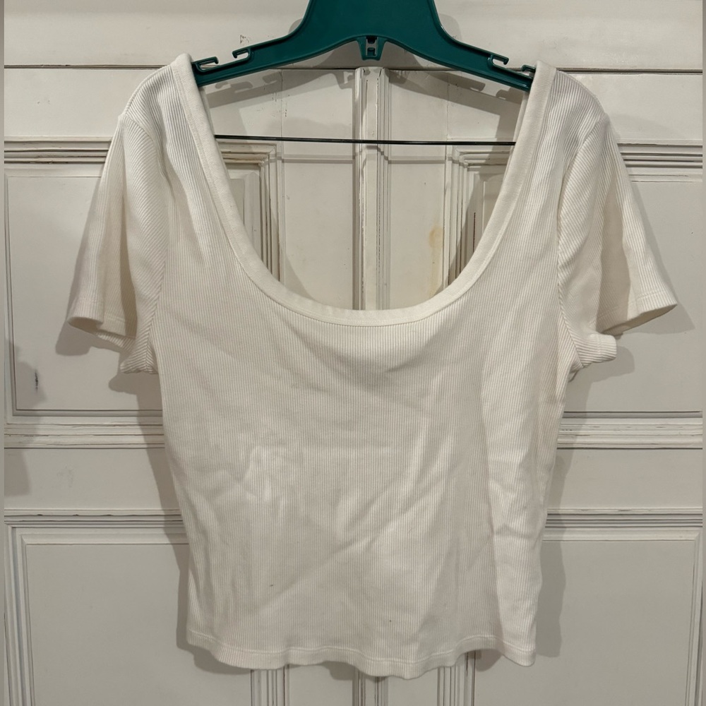 Universal Thread Square Neck Crop Top (Size L) (White)